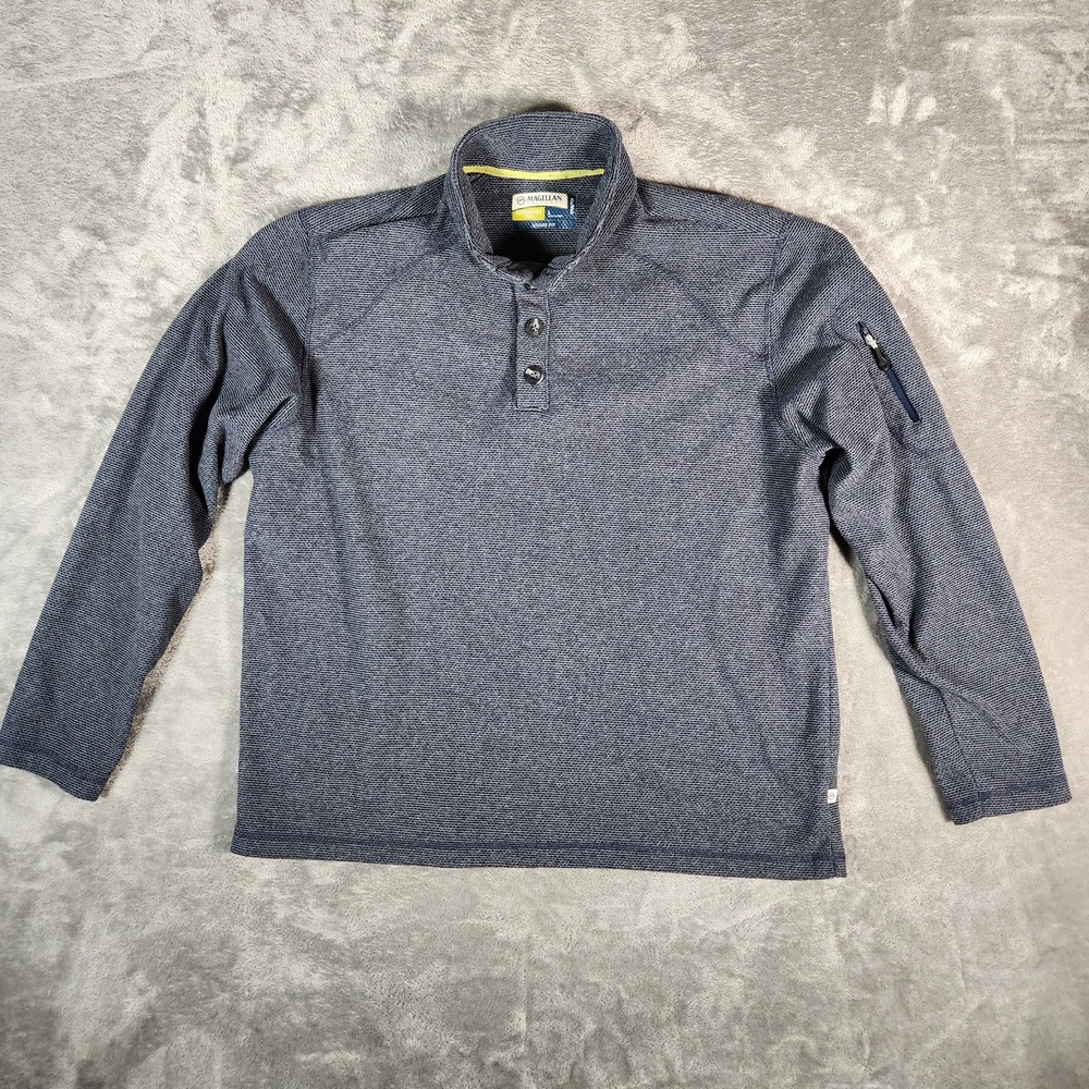 Magellan Pullover Sweater Men's Large Gray Adventure Gear Loose Fit Long Sleeve
